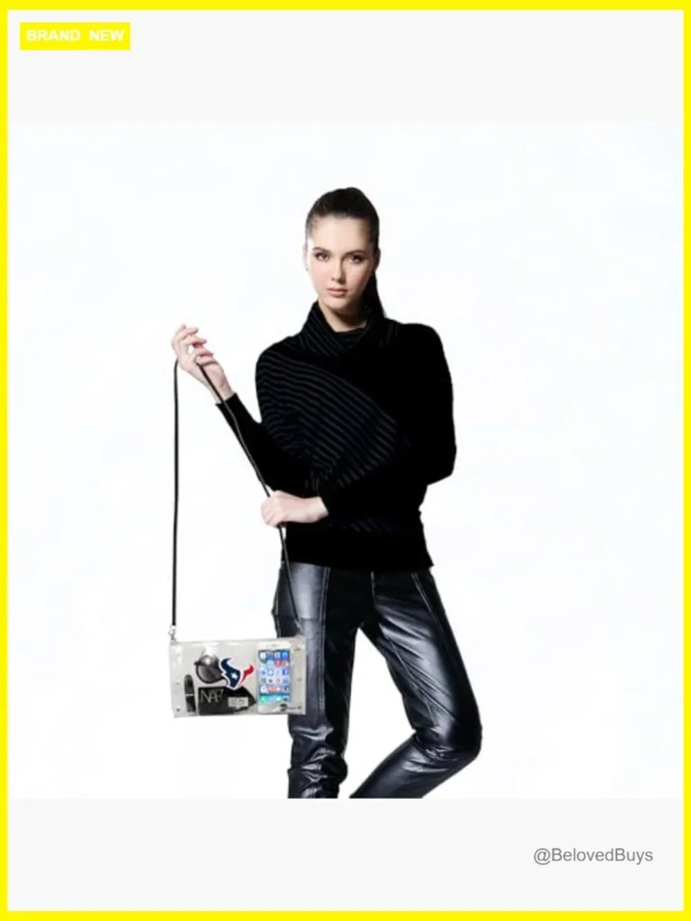 NFL Clear Envelope Purse with Black Fashion Strap